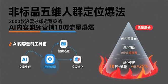 （15619期）非标品五维人群定位法，2000款滚雪球运营策略，AI内容营销10万流量引爆-副业资源网