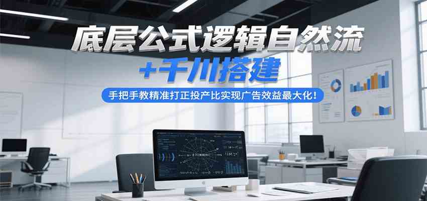底层公式逻辑自然流+千川搭建，手把手教精准打正投产比实现广告效益最大化！-副业资源网