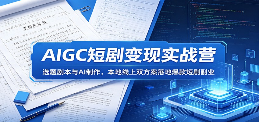 AIGC短剧变现实战营：选题剧本与AI制作，本地线上双方案落地爆款短剧副业-副业资源网