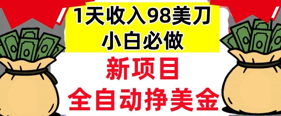 新项目,全自动挣美刀,1天收入98刀,0门槛,适合新人的被动收入(最终版本)