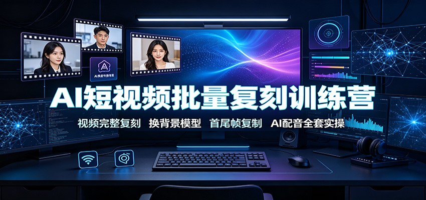 AI短视频批量复刻训练营：视频完整复刻，换背景模型、首尾帧复制、AI配音全套实操-副业资源网