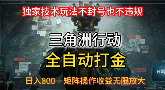 三角洲最新全自动G机，独家技术玩法，不封号也不违规， 日入8张+可矩阵操作，收益无限放大【揭秘】-副业资源网