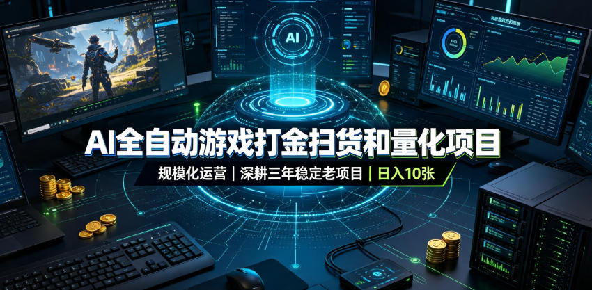 AI全自动游戏打金扫货和量化项目,规模化运营日入10张,深耕三年稳定老项目!【揭秘】-副业资源网