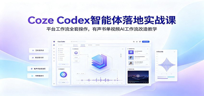 Coze Codex智能体落地实战课：平台工作流全套操作，有声书单视频AI工作流改造教学-副业资源网