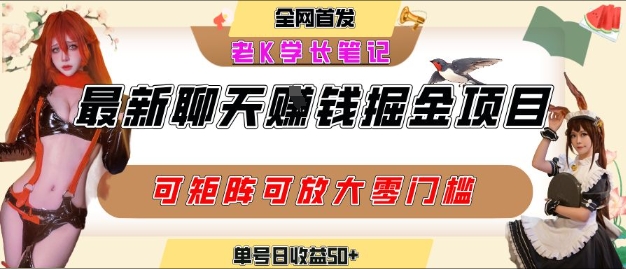 聊天掘金项目，可矩阵起号，适合工作室，个人宝妈，单号日收益50+，零门槛，小白也能轻松上手-副业资源网