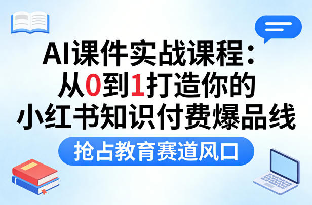 AI课件实战课程，从0到1打造你的小红书知识付费爆品线，抢占教育赛道风口-副业资源网