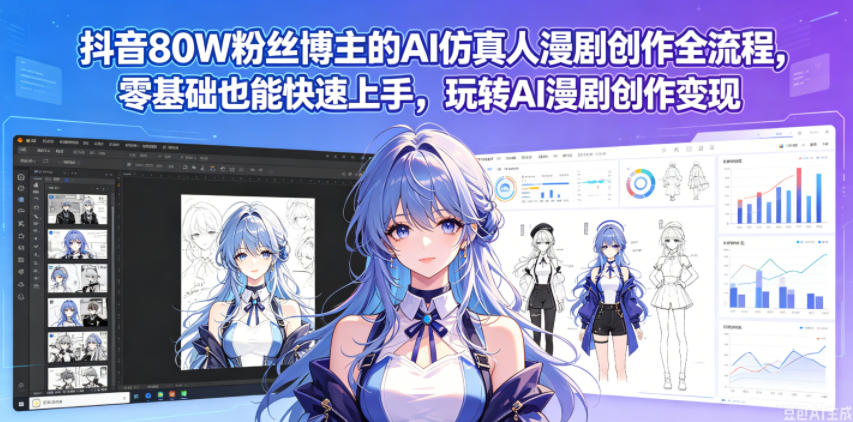 抖音80W粉丝博主的AI仿真人漫剧创作全流程，零基础也能快速上手，玩转AI漫剧创作变现-副业资源网