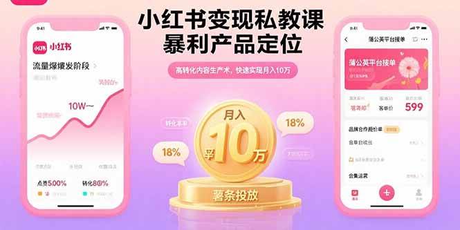 （15859期）小红书变现私教课，暴利产品定位，高转化内容生产术，快速实现月入10万-副业资源网
