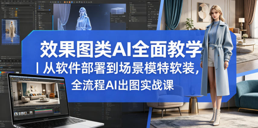 效果图类AI全面教学｜从软件部署到场景模特软装，全流程AI出图实战课-副业资源网
