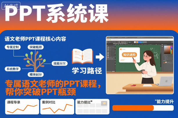 PPT系统课,专属语文老师的PPT课程,帮你突破PPT瓶颈-副业资源网