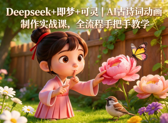 Deepseek+即梦+可灵｜AI古诗词动画制作实战课，全流程手把手教学-副业资源网