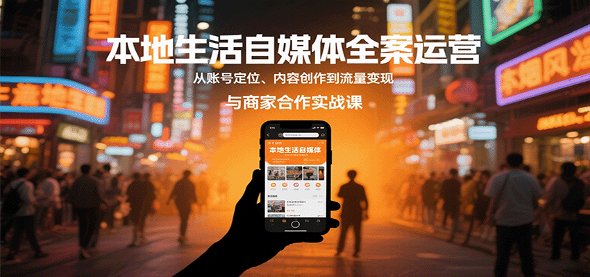 本地生活自媒体全案运营，从账号定位、内容创作到流量变现与商家合作实战课-副业资源网
