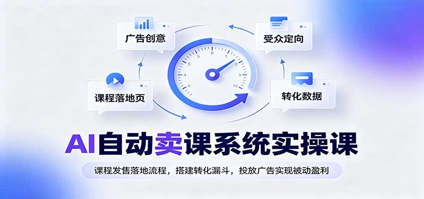 AI自动卖课系统实操课：课程发售落地流程，搭建转化漏斗，投放广告实现被动盈利-副业资源网