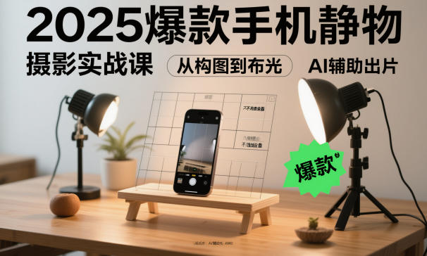 2025爆款手机静物摄影实战课，从构图到布光，不用贵设备，AI辅助出片-副业资源网