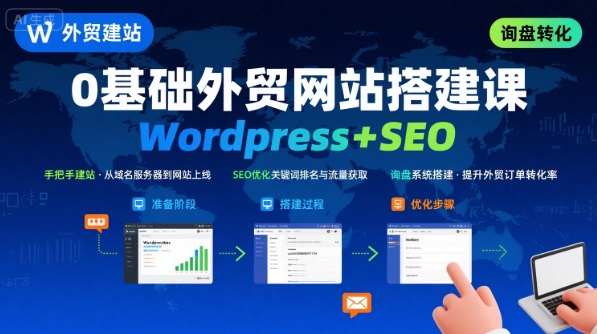 WordPress外贸建站+SEO优化课程，手把手教你从0到1搭建可获得询盘的外贸网站-副业资源网