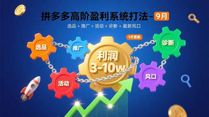 （15916期）拼多多高阶盈利系统打法-9月：选品+推广+活动+诊断+最新风口，月利润3-10w-副业资源网