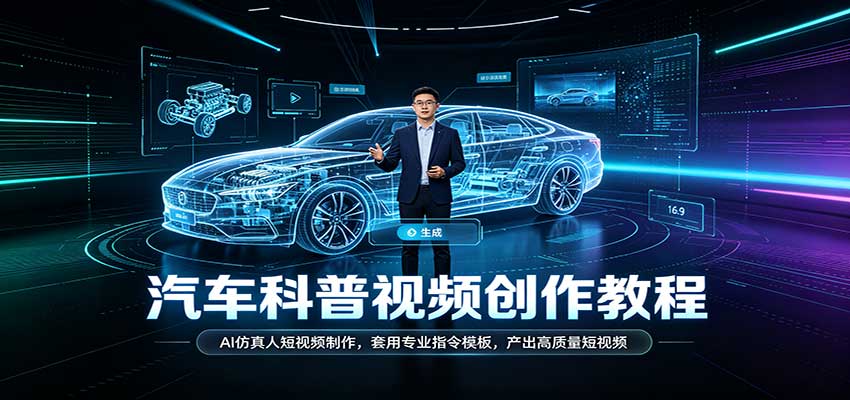 汽车科普视频创作教程：AI仿真人短视频制作，套用专业指令模板，产出高质量短视频-副业资源网