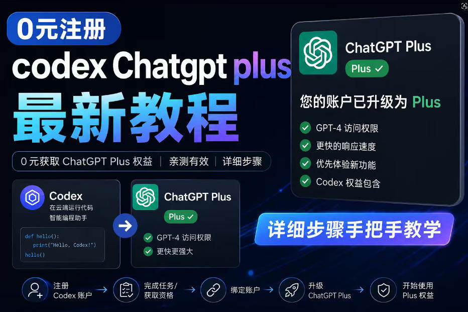 0元全自动注册codex gpt plus最新教程，0元获取GPT Plus权益，手把手详细教学-副业资源网