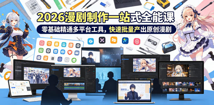 2026 AI漫剧制作一站式全能课，零基础精通多平台工具，快速批量产出原创漫剧-副业资源网