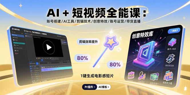 （15862期）AI+短视频全能课：账号搭建/AI工具/剪辑技术/创意特效/账号运营/带货直播-副业资源网