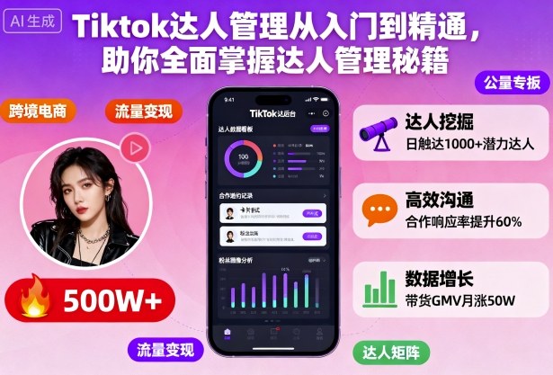 Tiktok达人管理从入门到精通,助你全面掌握达人管理秘籍-副业资源网