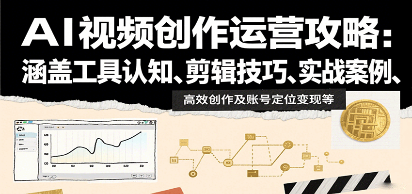 AI视频创作运营攻略：涵盖工具认知、剪辑技巧、实战案例、高效创作及账号定位变现等-副业资源网