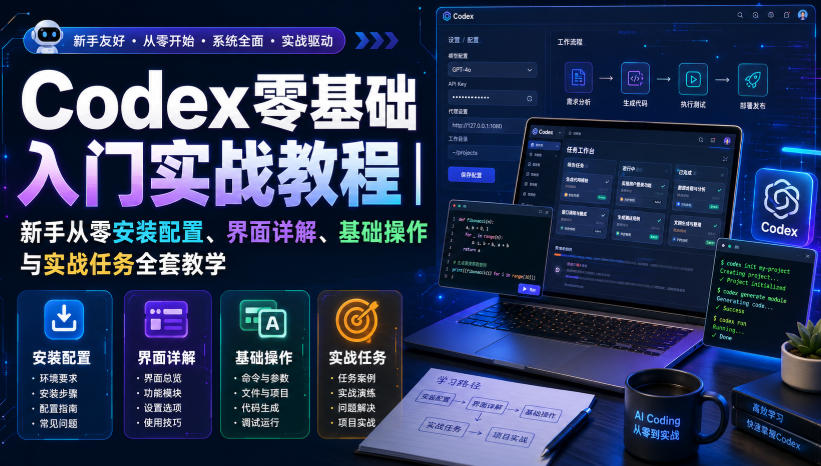 Codex零基础入门实战教程｜新手从零安装配置、界面详解、基础操作与实战任务全套教学-副业资源网