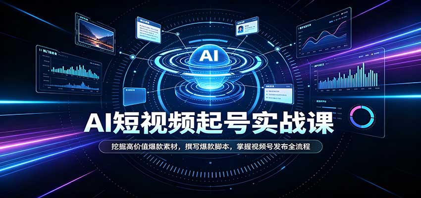 短视频AI起号实战课:挖掘高价值爆款素材,撰写爆款脚本,掌握视频号发布全流程-副业资源网