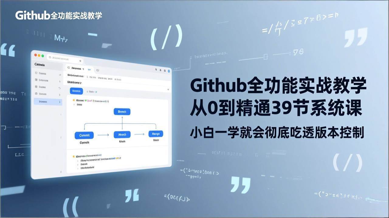 （17501期）GitHub-全功能实战教学，从0到精通39节系统课，小白一学就会彻底吃透版本控制-副业资源网