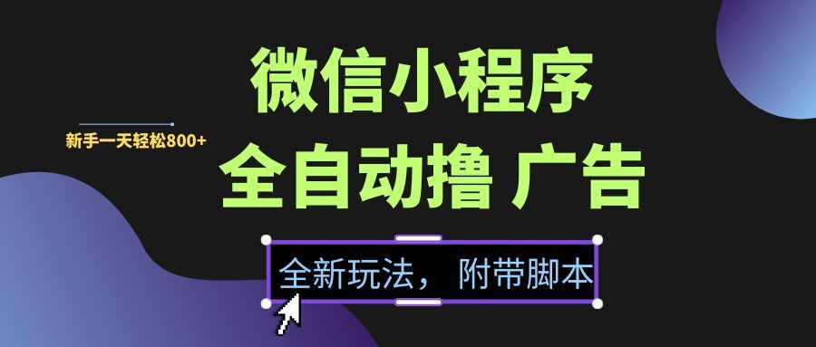 （15134期）微信小程序挂机撸广告，全新玩法，新手一天轻松800+【附带脚本】-副业资源网