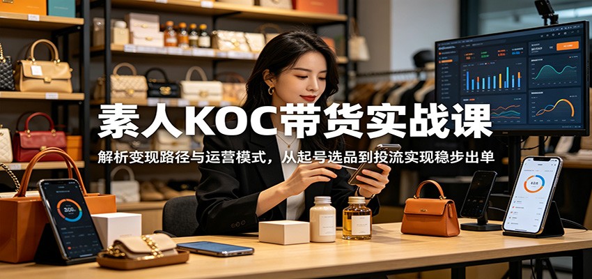 素人KOC带货实战课：解析变现路径与运营模式，从起号选品到投流实现稳步出单-副业资源网