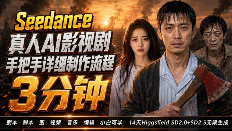 3分钟真人AI影视剧怎么做?SD 2.0手把手完整制作流程|Higgsfield 14天SD 2.0/2.5无限生成-副业资源网