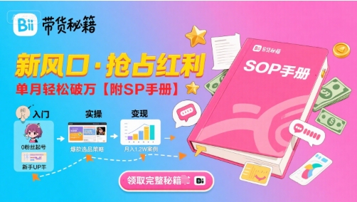 B站哔哩哔哩带货秘籍，新风口，抢占红利，单月轻松破万【附SOP手册】-副业资源网