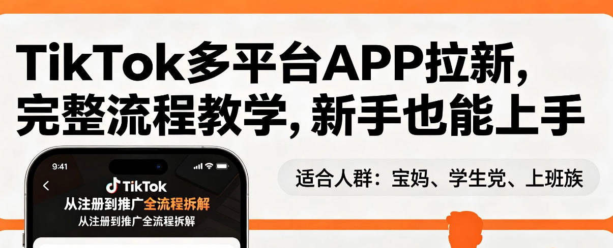 TikTok多平台APP拉新，完整流程教学，新手也能上手，轻松出海搞美金-副业资源网