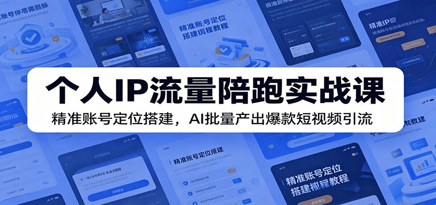个人IP流量陪跑实战课:精准账号定位搭建,AI批量产出爆款短视频引流-副业资源网