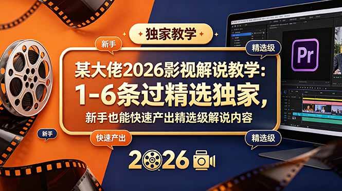 （18946期）某大佬2026影视解说教学：1-6条过精选独家，新手也能快速产出精选级解说内容-副业资源网