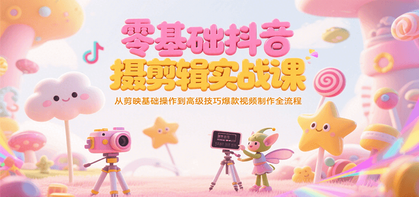 零基础抖音短视频拍摄剪辑实战课，从剪映基础操作到高级技巧爆款视频制作全流程-副业资源网