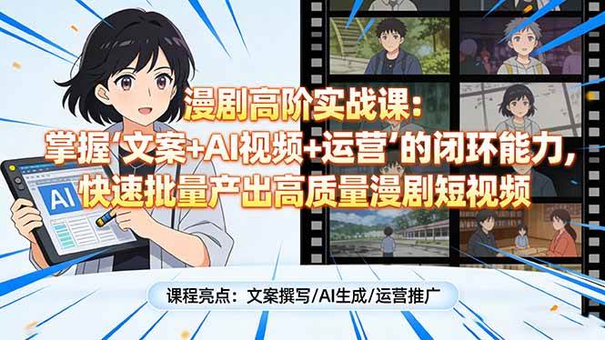 (17461期)漫剧高阶实战课:掌握“文案+AI视频+运营”的闭环能力,快速批量产出高质量漫剧短视频-副业资源网