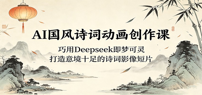 AI国风诗词动画创作课：巧用Deepseek即梦可灵，打造意境十足的诗词影像短片-副业资源网
