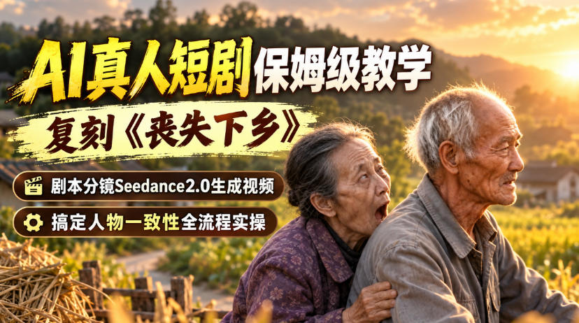 AI真人短剧保姆级教学，复刻《丧失下乡》，剧本分镜Seedance2.0生成视频，搞定人物一致性全流程实操-副业资源网