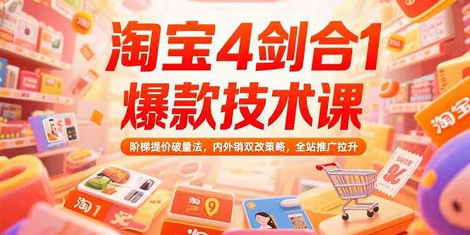 （15415期）淘宝4剑合1爆款技术课，阶梯提价破量法，内外销双改策略，全站推广拉升-副业资源网