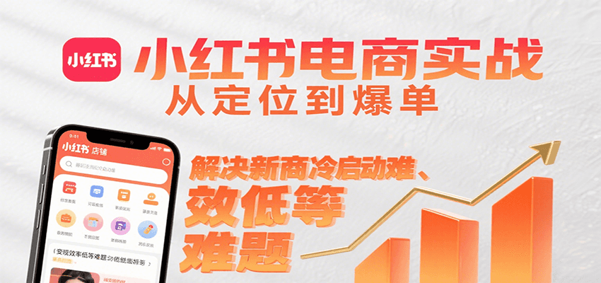 小红书电商实战，从定位到爆单解决新商冷启动难、变现效率低等难题-副业资源网