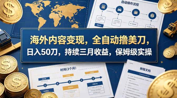 海外内容变现，全自动撸美刀，日入50刀，持续三月收益，保姆级实操【揭秘】-副业资源网