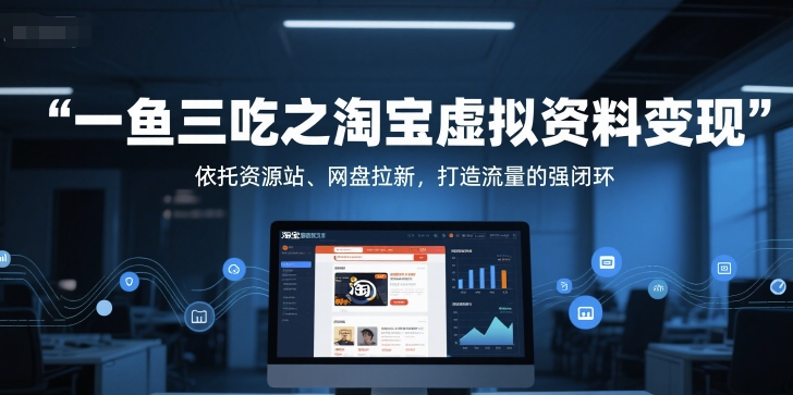 一鱼三吃之淘宝虚拟资料变现，依托资源站、网盘拉新，打造流量的强闭环-副业资源网