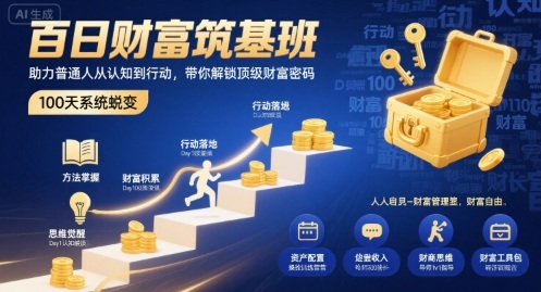 百日财富筑基班，助力普通人从认知到行动，带你解锁顶级财富密码-副业资源网