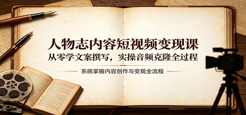 人物志内容短视频变现课：从零学文案撰写，实操音频克隆全过程-副业资源网