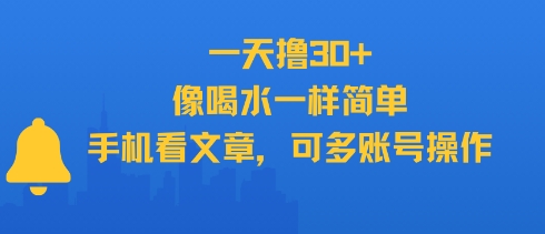 一天撸30+，像喝水一样简单，手机看文章，可多账号操作-副业资源网