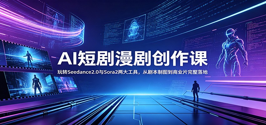 AI短剧漫剧创作课：玩转Seedance2.0与 Sora2两大工具，从剧本制图到商业片完整落地-副业资源网