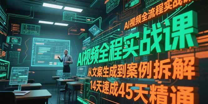 （15172期）AI视频全流程实战课，从文案生成到案例拆解，14天速成45天精通-副业资源网