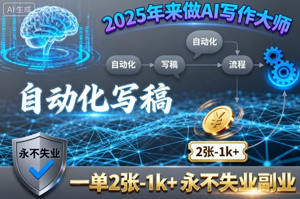 2025年来做AI写作大师，自动化写稿，一单2张-1k+，永不失业副业-副业资源网